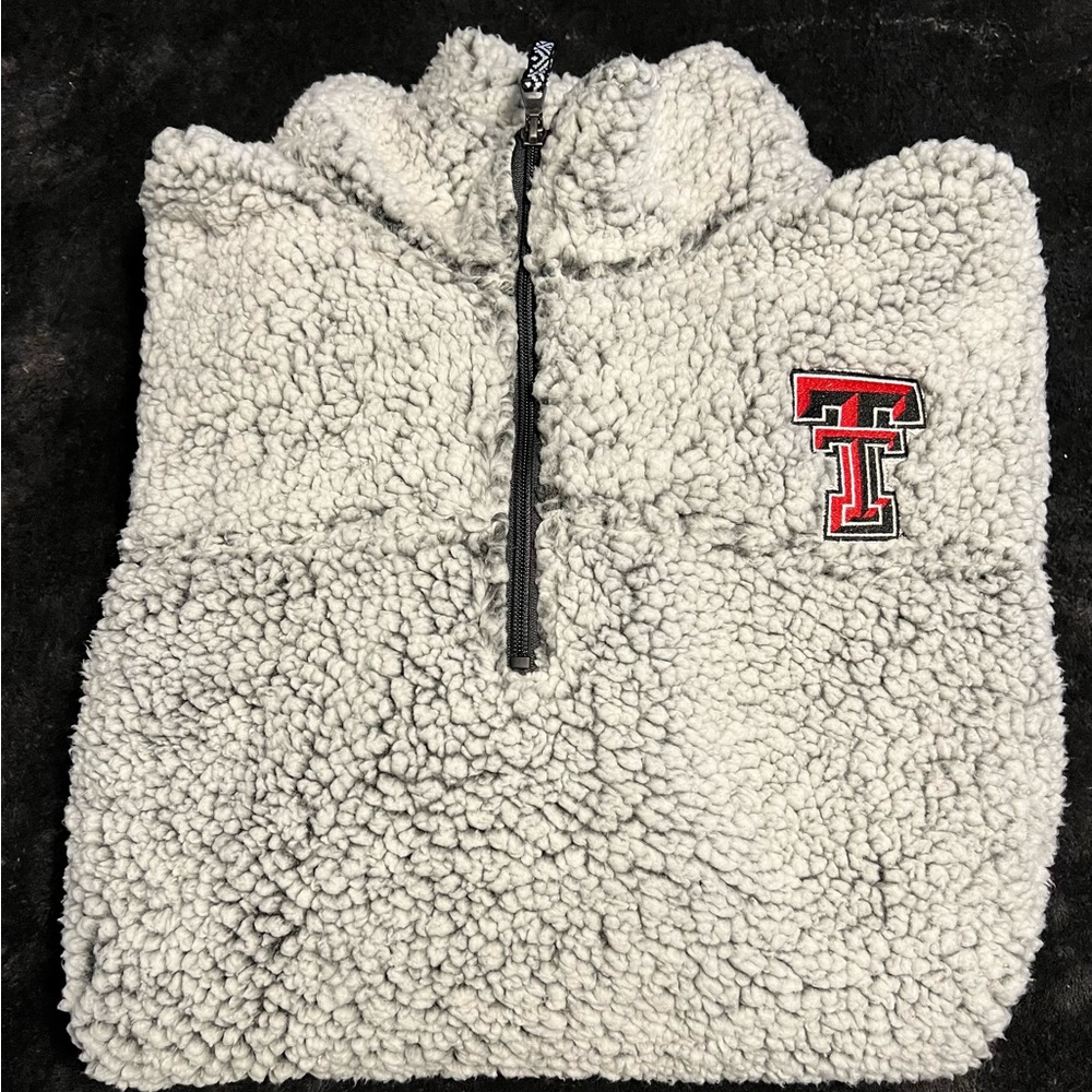 Texas Tech logo Sherpa half zip pullover